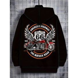 [Men's Motorcycle Hoodie] Black Men's Motorcycle Graphic Hoodie - 