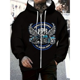 [Men's Motorcycle Hoodie] Black Men's Motorcycle Graphic Hoodie - 