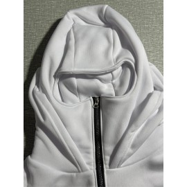 Men'S Windproof Full-Zip Hooded Jacket with Detachable Balaclava - Heavy-Duty Full-Zip Front, Loose Fit Casual Winter Coat, Geometric Pattern Hoodie for Outdoor Activities & Casual Attire, Windproof & High Quality Design, Full-Zip Hooded Sweatshirt