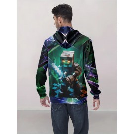 Men's 3D funny young and fashionable atmosphere digital print pullover hooded sweatshirt, spring, autumn and winter sports sweatshirt, comfortable and warm, natural inspiration and rich printing quality, machine-washable fabrics, Streetwear Fashion