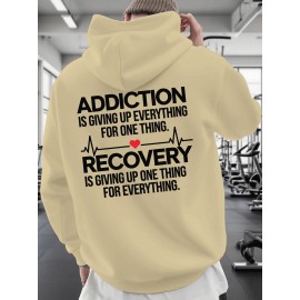 Men'S Hoodie - Back Printed Addiction Recovery Message Hooded Sweatshirt - Dark Grey/Black Graphic Pullover - Long Sleeve Winter Hoodie for Everyday & Formal Wear - Ideal Addiction Support Gift for Men, Casual Streetwear, Comfortable Fit, Durable Fabric, Streetwear Fashion, Trendy Design, Soft Material, Hooded Sweater, Men'S Fashion