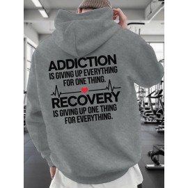 Men'S Hoodie - Back Printed Addiction Recovery Message Hooded Sweatshirt - Dark Grey/Black Graphic Pullover - Long Sleeve Winter Hoodie for Everyday & Formal Wear - Ideal Addiction Support Gift for Men, Casual Streetwear, Comfortable Fit, Durable Fabric, Streetwear Fashion, Trendy Design, Soft Material, Hooded Sweater, Men'S Fashion