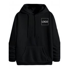 Men's Custom Photo/Text Hooded Sweatshirt - Personalized Logo & Photo Printing, Casual Loose Fit Pullover with Your Own Design, Machine Washable for Casual Attire, Events, Team Uniforms & Promotional Branding
