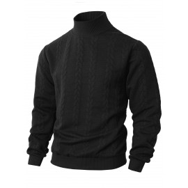 Men's Winter Warm Solid Color Turtleneck Sweater - High Neck Ribbed Pullover, Casual Winter Sweaters for Cold Weather, Versatile Layering Piece for Smart-Casual & Office Wear (Hand Washable)