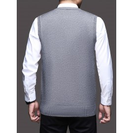 Men'S Solid Color Sleeveless Vest - Classic V-Neck, Regular Fit, Spring/Fall Essential for Casual & Formal Outfits, Versatile Layering Piece, Casual Attire, |classic Vest|sleeveless Design, Men Vest