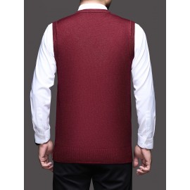 Men'S Solid Color Sleeveless Vest - Classic V-Neck, Regular Fit, Spring/Fall Essential for Casual & Formal Outfits, Versatile Layering Piece, Casual Attire, |classic Vest|sleeveless Design, Men Vest