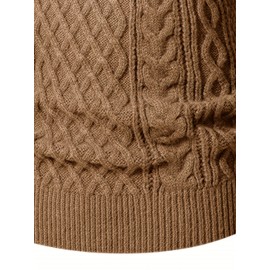 Men's Thickened Warm Slim-Fit Red Cable-Knit Sweater - Soft Light Beige-Friendly Long Sleeve Round Neck Winter Sweater for Business Casual & Casual Attire, Durable Cozy Knit Pullover with Twisted Grid Pattern, Versatile Layering Piece (Hand Washable) - Ideal for Office & Semi-Formal Events, Autumn & Winter Fashion in Vibrant Red with Ribbed Cuffs and Hem, Comfortable and Stylish for Casual Formal Outfits