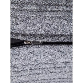 Men's Business Cable-Knit Sweater Jacket with Stand-Up Collar - Machine Washable Gray Winter Office Sweater Coat, Long Sleeve Casual to Meeting Wear, Gym Compatible for Professional & Everyday Use - Solid Color Mature Style