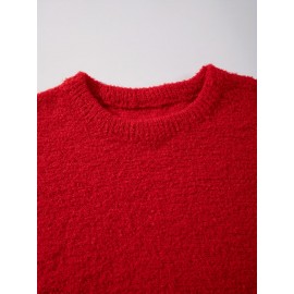 Unisex Casual Knit Sweater | Crew Neck, Long Sleeve, Loose Fit, Solid Color, Rib-Knit, Pullover Style, Suitable for Fall/Winter - ANDREILEE