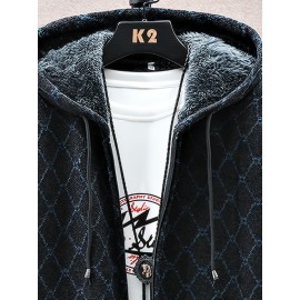 Autumn and winter Men's casual mid to long length jacket with hooded and plush thick warm jacket, fashionable and versatile top, Seasonal Fashion, Winter Outerwear, Long Coat, Stylish Outerwear, Warm Fabric, Men's Hoodie, Outerwear Essential, Men's