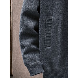 Men'S Thick Warm Winter Jacket with Plush - Geometric Pattern Full-Zip Casual Coat, Stand Collar & Long Sleeve, Grey/Navy, Versatile Outerwear for Everyday & Semi-Formal Occasions, Durable & Comfortable Cold-Weather Coat