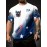 USA Flag 3D Print Casual Men's T-Shirt - 100% Polyester Knit Fabric, Regular Fit, Slight Stretch, 110g/m²