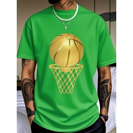 Men's Black 100% Cotton Short Sleeve T-Shirt - Loose Fit Summer Casual Crew Neck Tee with Breathable Fabric, Classic Round Neck & Relaxed Style for Casual Attire, Machine Washable Top