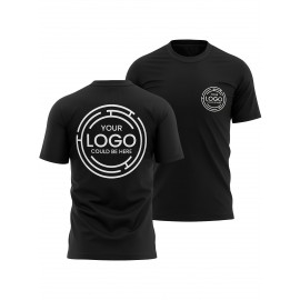 Men's Custom Gym T-Shirts Personalized with Your Logo/Photo/Text - Quick-Dry Breathable Fabric, Custom Fit for Team Uniforms, Fitness Training & Corporate Events - Upload Your Own Design for Branding & Gifts - Machine Washable Athletic Shirts - Round Neck Geometric Pattern for Men - Ideal for Workouts & Team Wear - Soft & Comfortable Custom Short Sleeve T-Shirt, Customised T Shirt