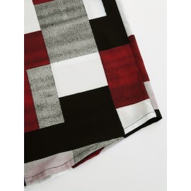 Men's Long Sleeve Dress Shirt with Collar & Button Front - Geometric Pattern Button- Shirt, Machine Washable Spring/Fall Casual & Smart-Casual Blouse for Office, Wedding, Events - Classic Buttoned-Up Style (Regular Fit)