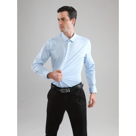 [Stretch Formal Shirt] Stretch Formal Shirt for Men | Long Sleeve, Solid Color, No Pockets, Business Casual Office Workwear for Professionals