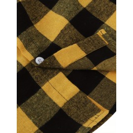 Trendy Checkered Vintage Plaid Colorblocking Men'S Casual Shirt with Chest Pocket, Grid Pattern Top for Spring and Autumn Wear, Comfortable Stylish Design