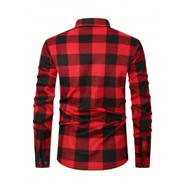 Men's Winter Warm Fleece-Lined Flannel Shirt - Thick Multi-Pocket Plaid Button- Collar Shirt, Wrinkle-Resistant Casual Office & Outdoor Wear, Cozy Long Sleeve for home (Hand Washable) - Regular Fit Fall/ Winter Clothing