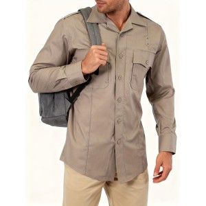 Men'S T8512KH 37-Inch Tactical Shirt - 65% /35% Blend, Ripstop Breathable Long Sleeve Button- with V-Neck & Tight-Fit Design, Outdoor Hiking & Work Shirt for Spring/Fall, Tactical & Casual Wear, Durable Stretch Fabric for Hunting, Camping