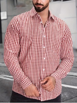 Elson OBM Men's Classic Plaid Button-Up Shirt - Long Sleeve Formal and Casual Top, Non-Stretch Fabric, Front Button Closure, Turn-Down Collar, Office, Wedding, Party Attire - Ideal Gift for Men, Office Wear, Fashion Design, Durable Construction