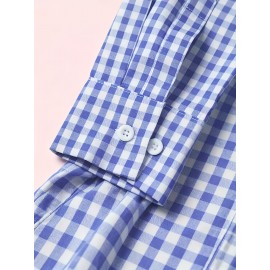 Elson OBM Men's Classic Plaid Button-Up Shirt - Long Sleeve Formal and Casual Top, Non-Stretch Fabric, Front Button Closure, Turn-Down Collar, Office, Wedding, Party Attire - Ideal Gift for Men, Office Wear, Fashion Design, Durable Construction