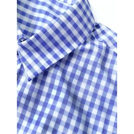 Elson OBM Men's Classic Plaid Button-Up Shirt - Long Sleeve Formal and Casual Top, Non-Stretch Fabric, Front Button Closure, Turn-Down Collar, Office, Wedding, Party Attire - Ideal Gift for Men, Office Wear, Fashion Design, Durable Construction