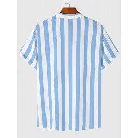 Men's Hawaiian Shirt - Black & White Striped with Orange Collar, Short Sleeve Summer Beach Shirt, Relaxed Fit Casual & Semi-Formal Outfits, Machine Washable Tropical Shirt for Men, Mismatched Pattern with Black and White Stripes, Breathable Fabric for Warm Weather, Stylish and Comfortable for Beach Outings and Casual Attire, Hawaiian Shirt Men Plus Size