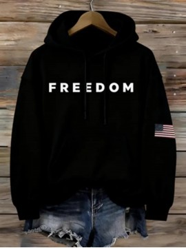 Men's Oversized Hooded Sweatshirt with FREEDOM Print & Flag Patch - Heavy-Duty Winter Warmth, Loose Fit Streetwear Pullover, Kangaroo Pocket, Drawstring Hood, Machine Washable Casual Sweater (Locally Shipped)