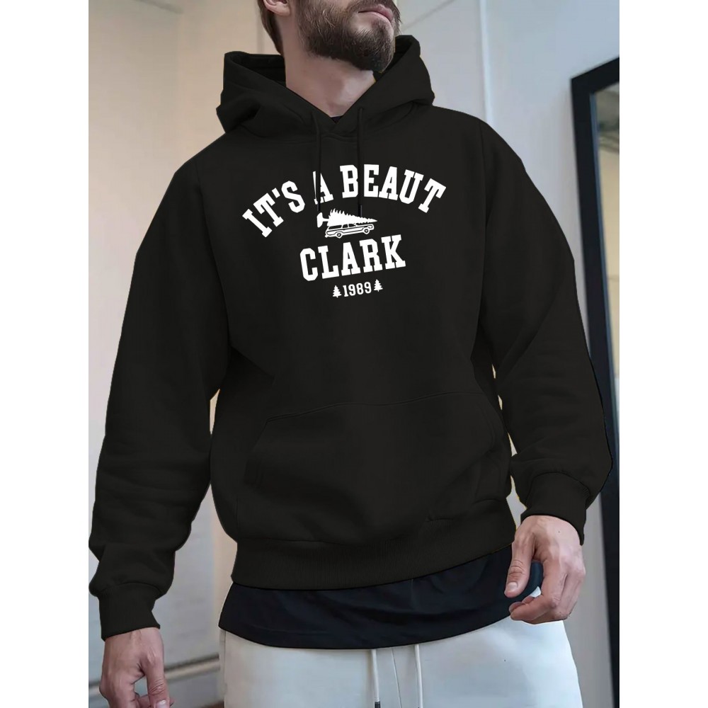 Men's Black Christmas Hooded Sweatshirt with Clark 