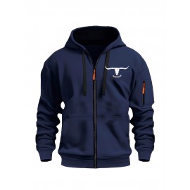 [Men's Zip-Up Hoodie Jacket] Men's Zip-Up Hoodie Jacket with Full-Zip Closure - Dark Grey/Black Athletic Outerwear, Arm Pockets - Lightweight Gym, Casual & Everyday Coat for Workouts, Outings - Spring/Fall Layering Essential, Workout Clothing, Sporty Design, Comfortable Fit, Zipfront Sweatshirt, Fitness Enthusiasts