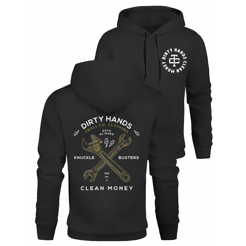 [Trendy Leyo Hoodies] Trendy Dirty Hands Clean Money Print Leyo Hoodies - Casual Versatile Long Sleeve Hooded Sweatshirt for Men's and Women's Autumn Winter