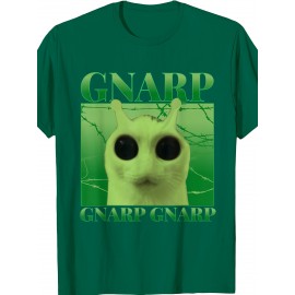 Funny Alien Cat Meme Silly Cats gnarp cat Meme | Brainrot gnarp cat Meme T Shirt, Crew Neck, Medium Stretch Fabric, Suitable for All Seasons and Various Occasions