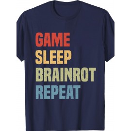 Funny Brainrot Design | For Men'S Game Sleep Brainrot Repeat Italian Brainrot Premium T-Shirt | Crew Neck, Medium Stretch Fabric, Suitable for All Seasons and Various Occasions