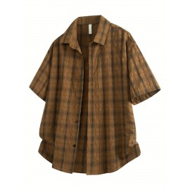 [Trendy Summer Shirt] Trendy Men's Summer Plaid Shirt | Short Sleeved Casual Loose Versatile Top Coat